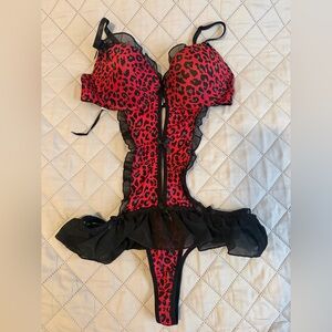 Red Leopard Print Push-Up Lingerie